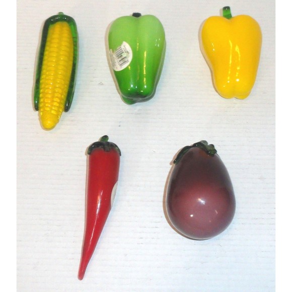 Lot of 5 Murano Style Glass Vegetables Two With Some Damage PLEASE READ - Picture 2 of 8